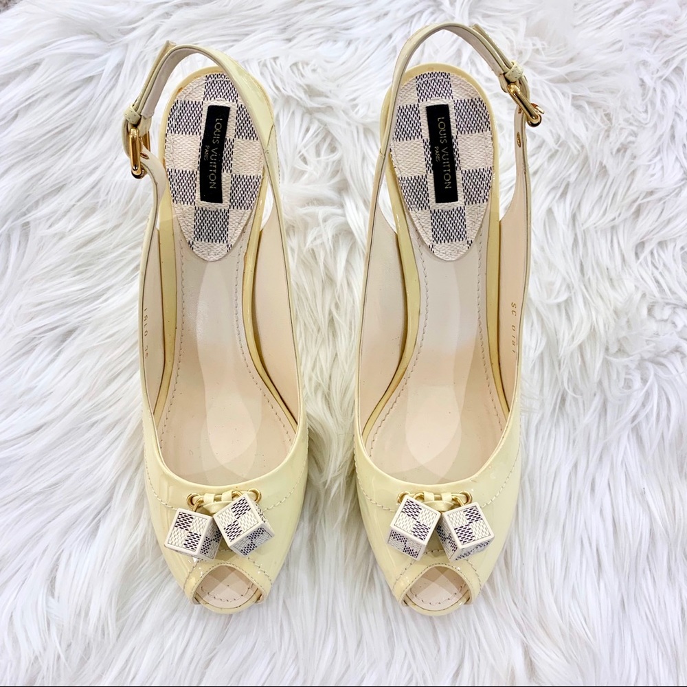 Louis Vuitton Patent Saint Honore Dice Heels 41